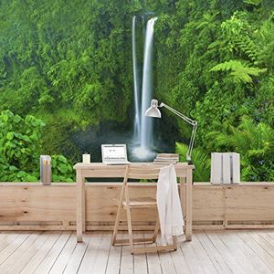 Apalis Vliesbehang Paradijsisch waterval fotobehang breed | vliesbehang wandbehang muurschildering foto 3D fotobehang voor slaapkamer woonkamer keuken | groen, 94763