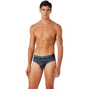 Emporio Armani Heren All Over Eagle Microfiber Boxer Briefs, Black Eagles, S