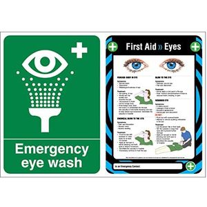 VSafety Poster Combo - Emergency Eye Wash/EHBO-ogen A2-594x420-polypropyleen veiligheidsteken