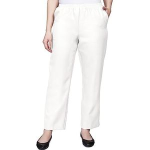 Alfred Dunner Women's Around Elastic Waist Polyester Short Pull-On Style Pants, White, 6 Petite