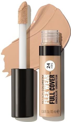 Revlon ColorStay Flex Wear Full Cover, Concealer met volledige dekking, met hoge dekking, verrijkt met hyaluronzuur en vitamine E, flexibele, langdurige textuur, 050 medium deep, 10 ml.