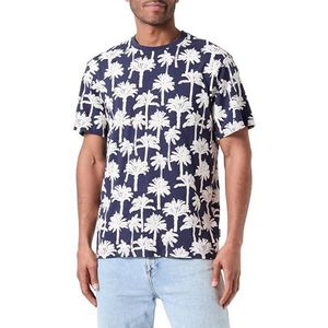 Onskylen Reg Linen Palm AOP SS Tee, navy blazer, XS