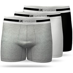 Tapedesign Boxershorts voor heren, comfortabel, elastisch en ademend, knelt niet, glijdt niet omhoog en glijdt niet omhoog en onderbroeken set voor mannen, herenshorts, boxershorts, zwart, wit, grijs