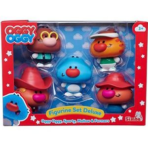 Simba 109356134 - OggyOggy figuurset Deluxe, met Oggy, Sporty, Mallow en twee boeren, 7 cm speelfiguren, kinderserie, babykat, katje, vanaf 3 jaar