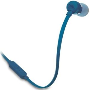 JBL Tune 110 In-ear hoofdtelefoon met knoopvrije platte bandkabel en microfoon in blauw - voor grenzeloos muziekgenot met de Pure Bass Sound technologie