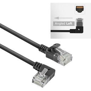 ACT CAT6A netwerkkabel 90° hoek naar links, U/UTP LSZH LAN-kabel, dun, 3,6 mm Slimline, flexibele ethernetkabel met RJ45-stekker, voor gebruik in datacenters, 3 meter, naar links