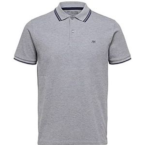 SELETED HOMME Heren SLHDANTE Sport SS Polo W NOOS T-shirt, Medium Grey Melange, S, Medium grijs (grey melange), S
