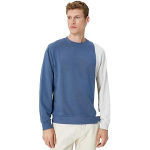 Koton Heren Crew Neck Multicolor Tag Printed Long Sleeve Sweatshirt, Indigo (in3), S