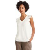 STREET ONE - Shirttop - Offwhite - Gehaakte Details - V-hals, Korte Mouwen