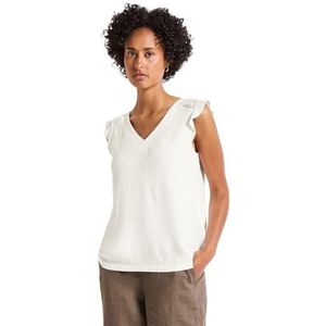 STREET ONE - Shirttop - Offwhite - Gehaakte Details - V-hals, Korte Mouwen