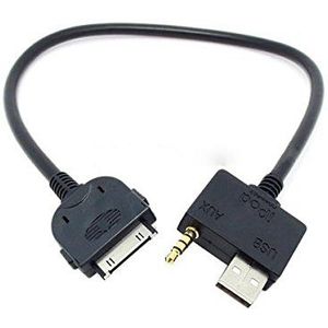 System-S auto USB en 3,5 mm jack voor iPhone iPod 30-pin aansluitkabel voor Hyundai Kia Mdi 25 cm