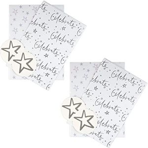 Hallmark Viering inpakpapier en geschenklabel pakket bundel - 4 vellen en 4 tags in 2 ontwerpen