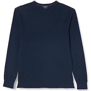 Hackett London Heren getextureerde bamboe crew trui, marineblauw, S