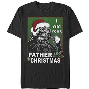 Star Wars Uniseks Vader Vader Christmas Organic T-shirt met korte mouwen, zwart, L