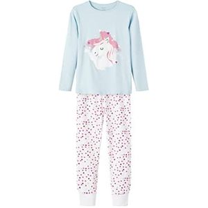 NAME IT Nkfnightset Real Teal Unicorn Noos Pajama voor meisjes, set van 2, blauw (Cool Blue), 146/152 cm