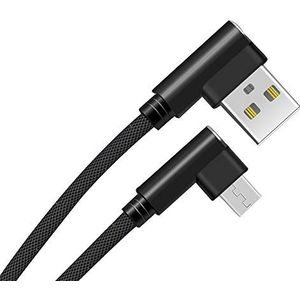 Fast Charge kabel 90 graden Micro USB voor XIAOMI Redmi Note 6 Pro Smartphone Android aansluiting opladen universele oplader (zwart)