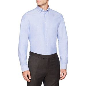 Seidensticker Businesshemd voor heren, slimfit, Oxford, button-down-kraag, lange mouwen, 100% katoen, blauw (13)., 44