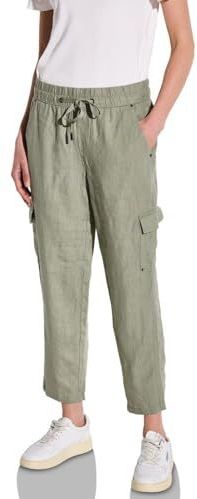 Street One Linnen damesbroek in cargo-look, Pale Mud Green, 38W / 28L