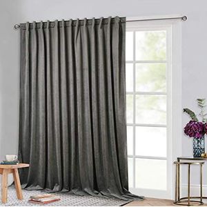 StangH Verduisterende terrasdeurgordijnen - grijze fluwelen gordijnen 274 cm lang, achterlipontwerp thermisch geïsoleerd extra breed gordijnpaneel voor schuifdeur/kleedkamer, grijs, 274 x 274 cm (b x