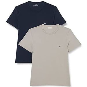 Emporio Armani Set van 2 crew t-shirt essential core logoband onderhemd heren, grijs (grijs/marine), S