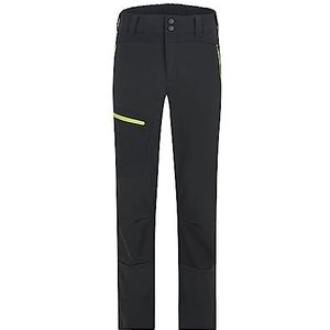 Ziener Narak softshell hybride broek voor heren, skitour, winddicht, elastisch, functioneel, zwart, bitter citroen, maat 60