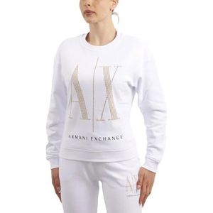 Armani Exchange Studded Icon Sweatshirt voor dames, wit, M
