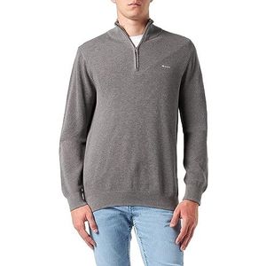 GANT Heren Cotton Pique Halfzip Pullover Dark Grey Melange, Standaard, dark grey melange, L