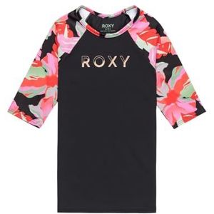 Roxy Rg Active Ss Lycra T-shirt voor meisjes, Antraciet de Moves Floral, 12 jaar