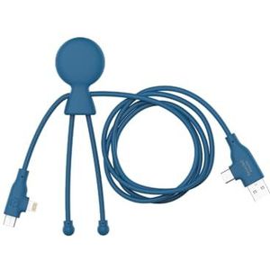 Xoopar 3-in-1 multi-USB-kabel, 1,20 m, vermogen 60 W, USB-poorten, USB-C en Lightning-aansluitingen, compatibel met alle smartphones Mr Bio Long Fast blauw