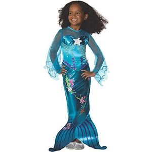 Tante Tina kostuum zeemeermin kinderen - Zeemeermin kostuum voor kinderen met rok tot op de grond en split voor meer bewegingsvrijheid - blauw - Gr. 128