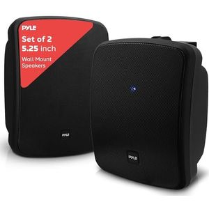 Pyle Outdoor Waterproof Wireless Bluetooth Speaker - 5.25 Inch Pair 2-way Weatherproof Wall/Ceiling Mounted Dual Speakers w/Heavy Duty Grill, Universal Mount, Patio, Indoor Use -PDWR54BTB (Black)