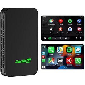 Carlinkit 5.0 Draadloze CarPlay und Android Auto 2 in 1 Adapter, Voor auto's bedraad Apple CarPlay of bedrade Android Auto Functie, (Modeljaar: 2017 tot 2024) Ondersteuning voice assistent, navigatie