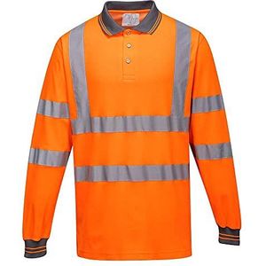 Portwest S271 Comfort Poloshirt, Lange Mouw, Normaal, Oranje, Grootte XXXL