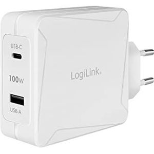 LogiLink GaN (galliumnitride) USB-stekkeradapter, 1x USB-C met PD (PowerDelivery) & 1x USB-A, overstroom, overspanning, kortsluiting, oververhittingsbeveiliging