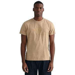 GANT Heren REG Tonal Shield SS T-shirt, Concrete beige, standaard, Concrete beige, XXS