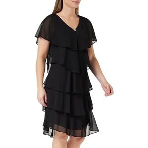 Gina Bacconi Georgette Tiers korte capelet-jurk voor dames, Zwart, 40