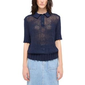 Donkerblauw - Sweater - Katoen/Linnen - Regular Fit