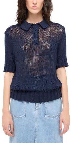 Donkerblauw - Sweater - Katoen/Linnen - Regular Fit