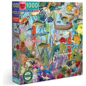 eeBoo 1000 stuks edelstenen en vissen voor volwassenen over het zeeleven, kleurrijke puzzel-PZTGEF, zwart