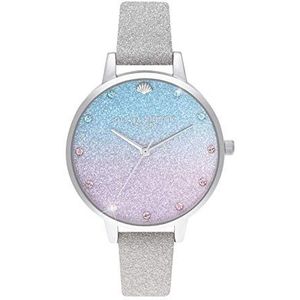 Olivia Burton Analoog Quartz horloge voor dames met zilveren leren band - OB16US49