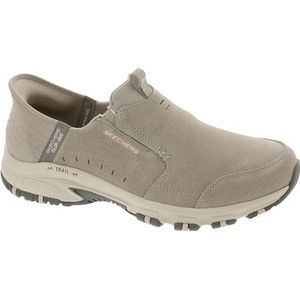 Skechers Hillcrest Sunapee voor dames, Taupe Suede Lycra Lichtroze Trim, 37 EU