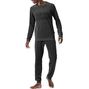 Schiesser Herenpyjama lange pyjamaset, antracietmelange, 50