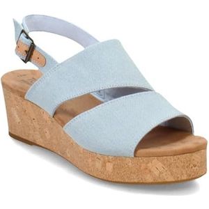 TOMS Claudina, sandalen met sleehak voor dames, denim gewassen, pastelblauw, 38 EU, denim gewassen pastelblauw, 38 EU