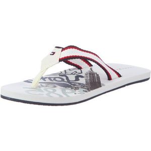 Tommy Hilfiger Francis 6B Teenslippers voor kinderen, uniseks, Weiss White 100, 29 EU