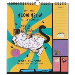 Meow Meow - 4 Persoons Planner 2026 - Kattig - Multilingual - Notitieblok Inclusief
