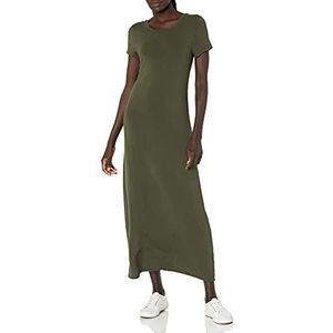 Amazon Essentials Maxi-jurk met korte mouwen voor dames, donker olijf, L