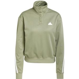 adidas Dames Iconic Wrapping 3-Stripes Snap Track Jacket, tent green/white, S