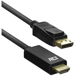 ACT 4K DisplayPort naar HDMI Kabel 1,8m, Ultra HD 4K@30Hz, Verbindt PC met HDMI Monitor/projector - AC7550