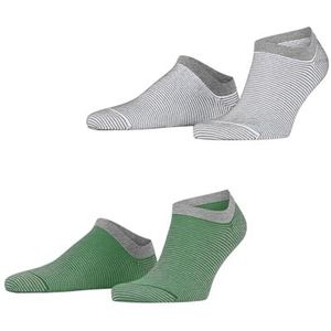 ESPRIT Heren Korte sokken Fine Stripe 2-Pack M SN Katoen Kort gedessineerd Multipack 2 Paar, Veelkleurig (Grey Green 0150), 39-42
