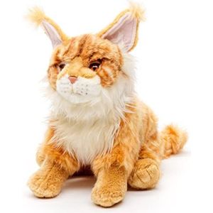 Uni-Toys - Maine-Coon-kat, zittend (bruin) - 27 cm (hoogte) - pluche kat - pluche dier, knuffeldier